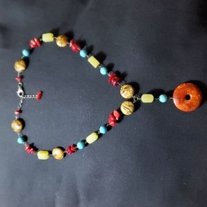 Turquoise Coral Necklace Sterling Silver